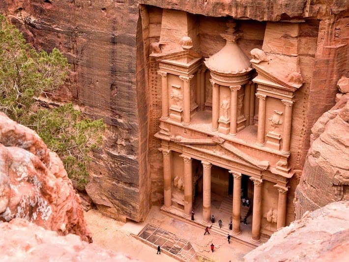 The Treasury. Ancient city of Petra carved out of the rock, Jordan