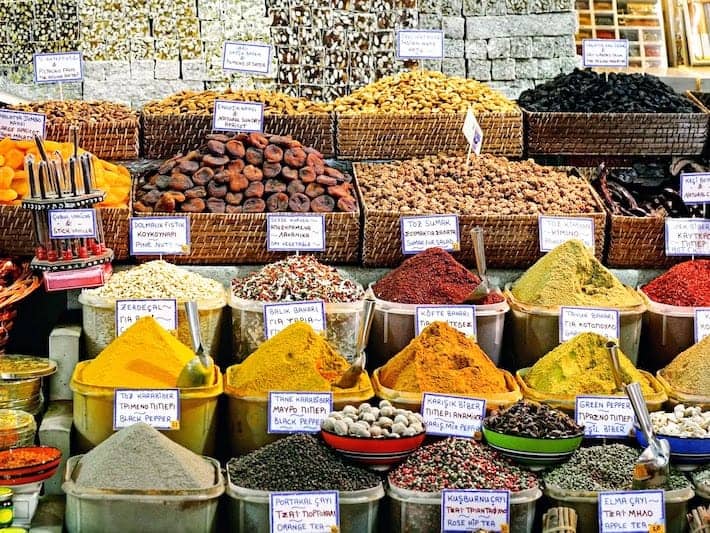 Spices on display on sale at market