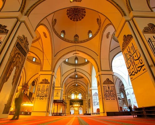 An interior view of Bursa's Grand Mosque