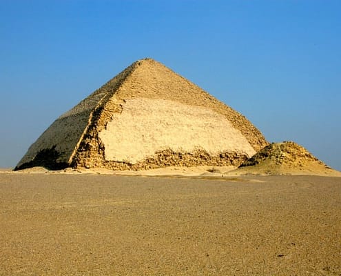 Bent Pyramid of Pharaoh Sneferu with its well preserved original limestone casing