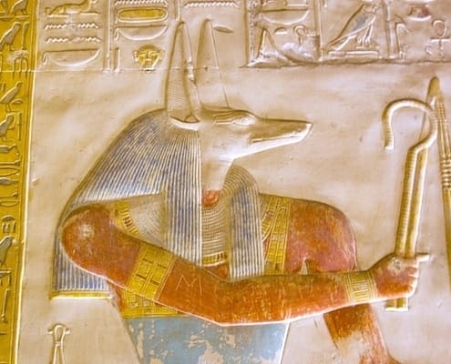God Anubis Depicted with the head of a jackal, Abydos