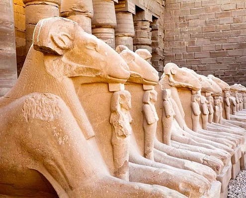Ram headed sphinxes in Karnak Temple, Luxor