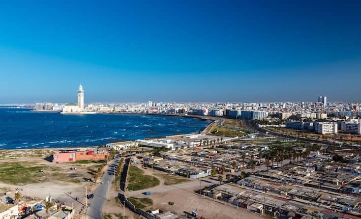 Attractions in Casablanca - City panorama. Casablanca, Morocco. Africa