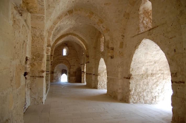 Corridors of the Qaitbay Citadel in Alexandria, Egypt