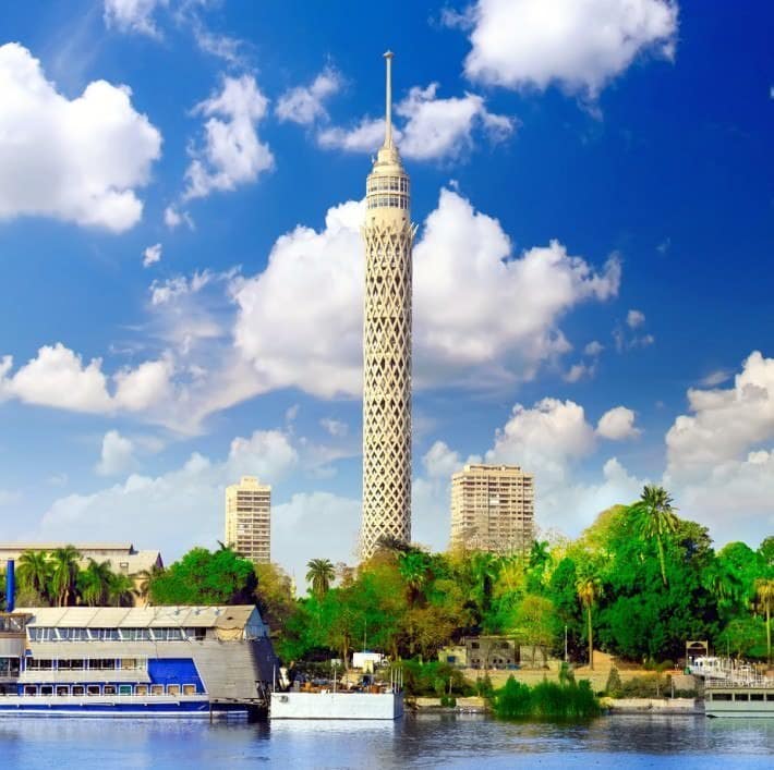 Cairo Tower seen from the Nile River