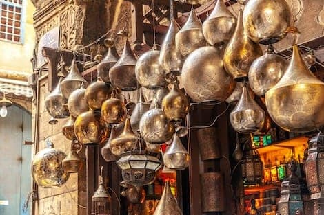Lamp or Lantern Shop in the Khan El Khalili market in Islamic Cairo.