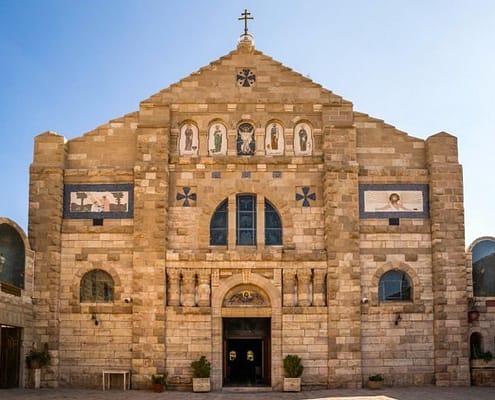 St. George Greek Orthodox Church in Jordan is located in Madaba, the City of Mosaics