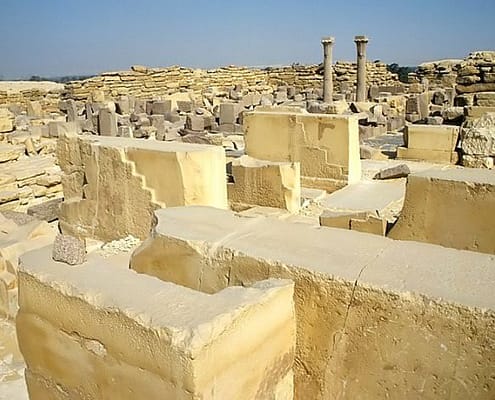 Pyramid complex of Sahure, pyramid temple, Abu Sir - Photo by Roland Unger