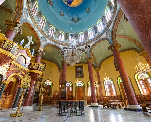 Interior details of St. George church,in Coptic Cairo, Egypt