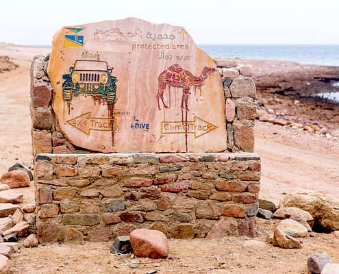 Cars left, Camels right, Blue Hole