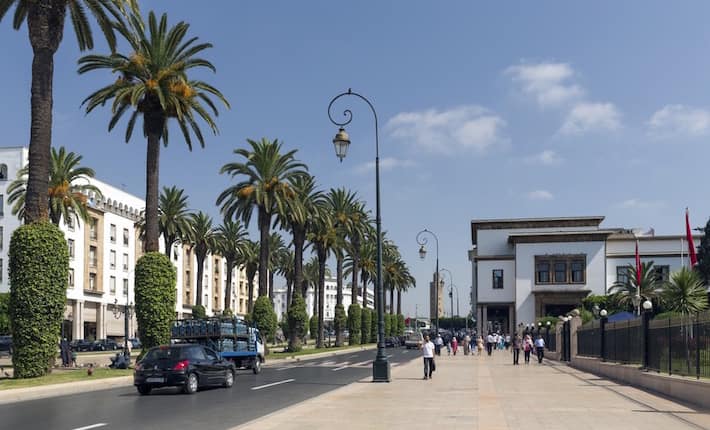 The new part of the city as on July 23, 2014 in Rabat, Morocco. The city is located on the Atlantic Ocean at the mouth of the river Bou Regreg Rabat, Morocco