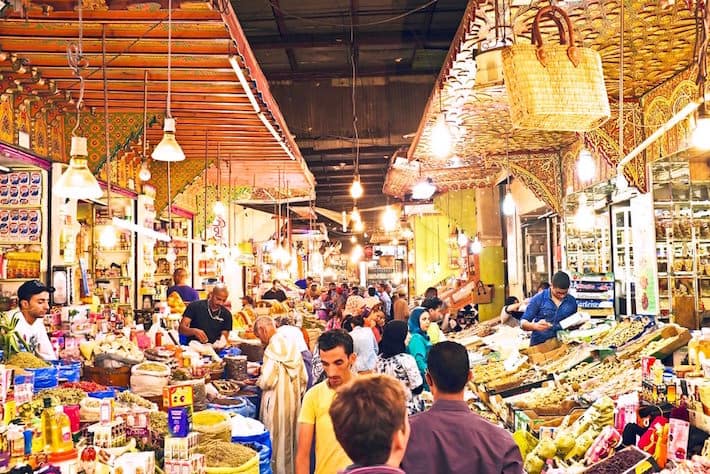 Typical street market in the old medina of Fes