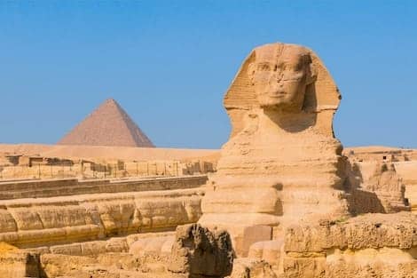 Sphinx and pyramids at Giza, Cairo