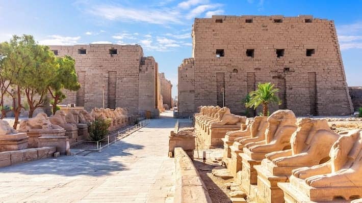 Avenue of Sphinxes by the Karnak Temple entrance, Luxor, Egypt