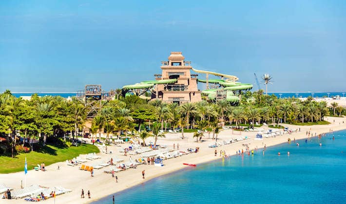 Aquaventure Waterpark is situated on Palm Jumeira island, Dubai