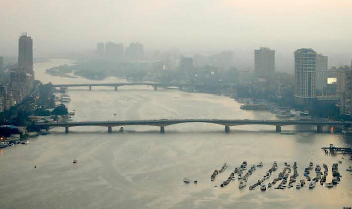 Bridges over the Nile. Cairo at dusk