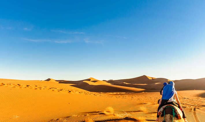 Dunes in the desert of Morocco at M'hamid, Marrakech