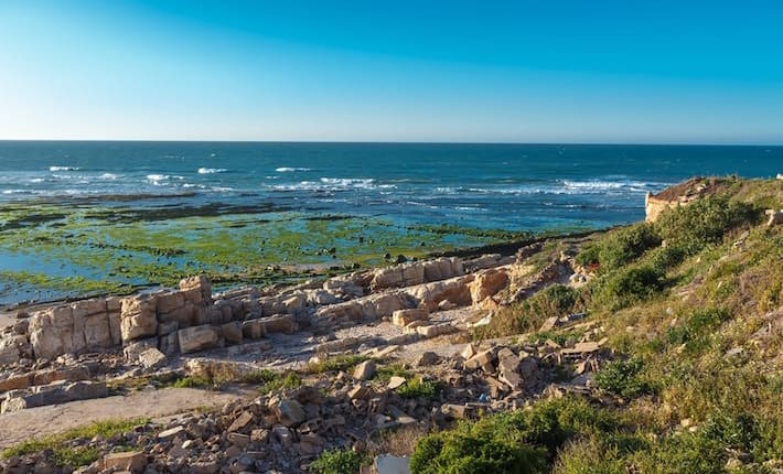 Casablanca Morocco Tourist Attractions - Rocky shore. Casablanca, Morocco. Africa