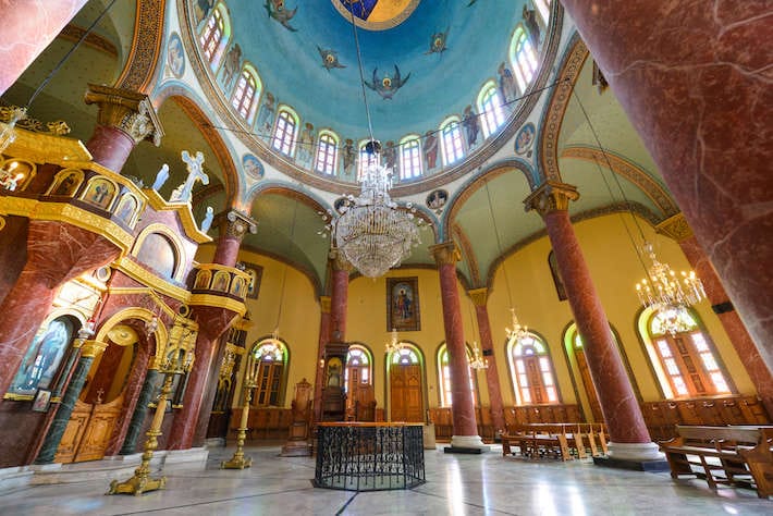 Interior details of St. George church,in Coptic Cairo, Egypt