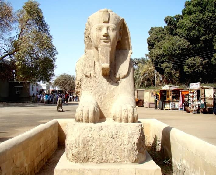 The Alabaster Sphinx in the Open-Air Museum of Memphis, Egypt