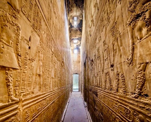 Egypt Tours from UK - Interior of the ancient egyptian Temple of Horus at Edfu, Egypt
